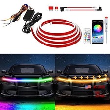 Exterior Car LED Hood Light Strip,Dynamic Scan Start Up 59 inch RGB Multicolor
