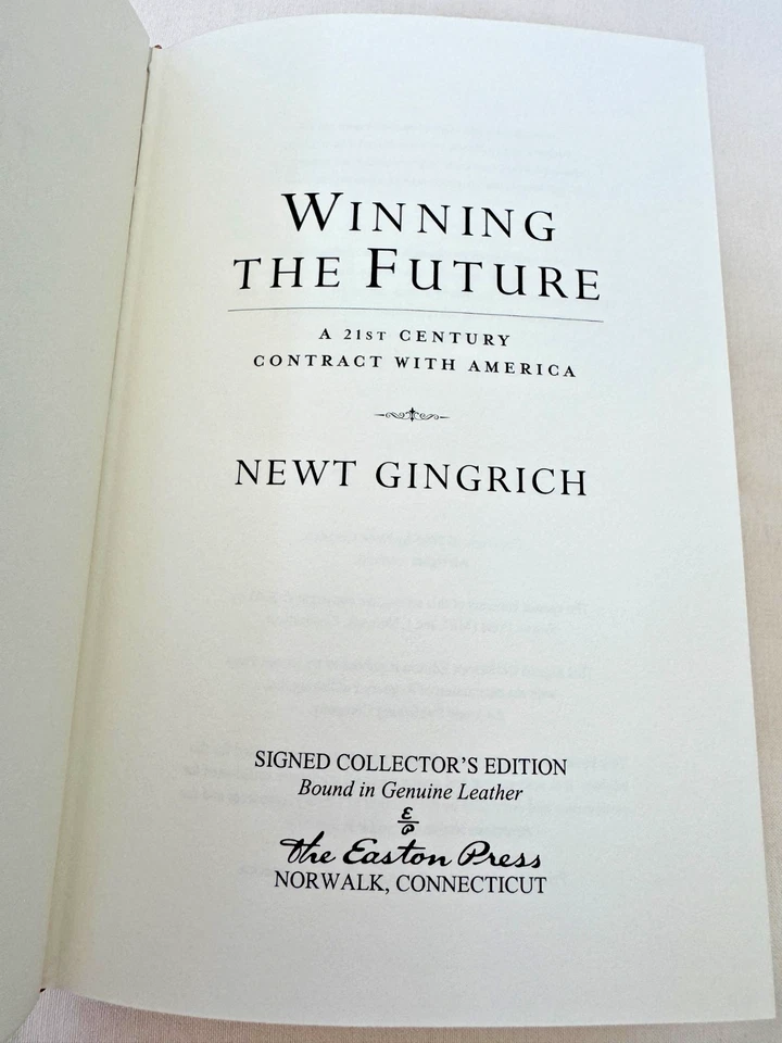 🖊Signed Easton Press WINNING THE FUTURE Newt Gingrich 2005 Collector's Ed MINT - Image 3 of 4