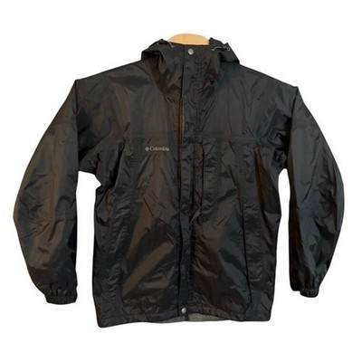 Columbia Omni-Tech Rain Jacket Mens Small Black Waterproof Hooded Shell RM2126