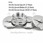 4PC Set Glossy Chrome Wheel Center Caps For Silverado Suburban Tahoe 3.25" 83MM
