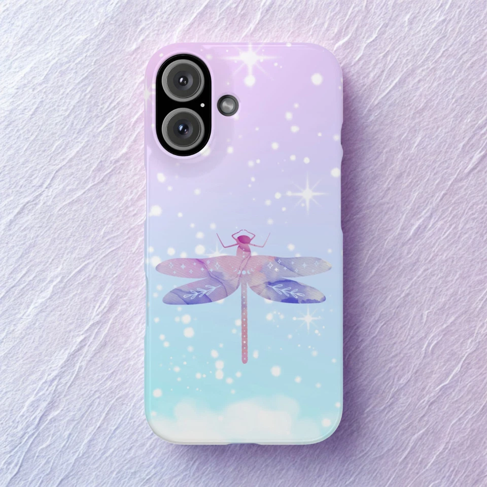 Funda delgada azul libélula azul pastel para teléfono brillante iPhone 17/16/15/14 Foto 4 de 4