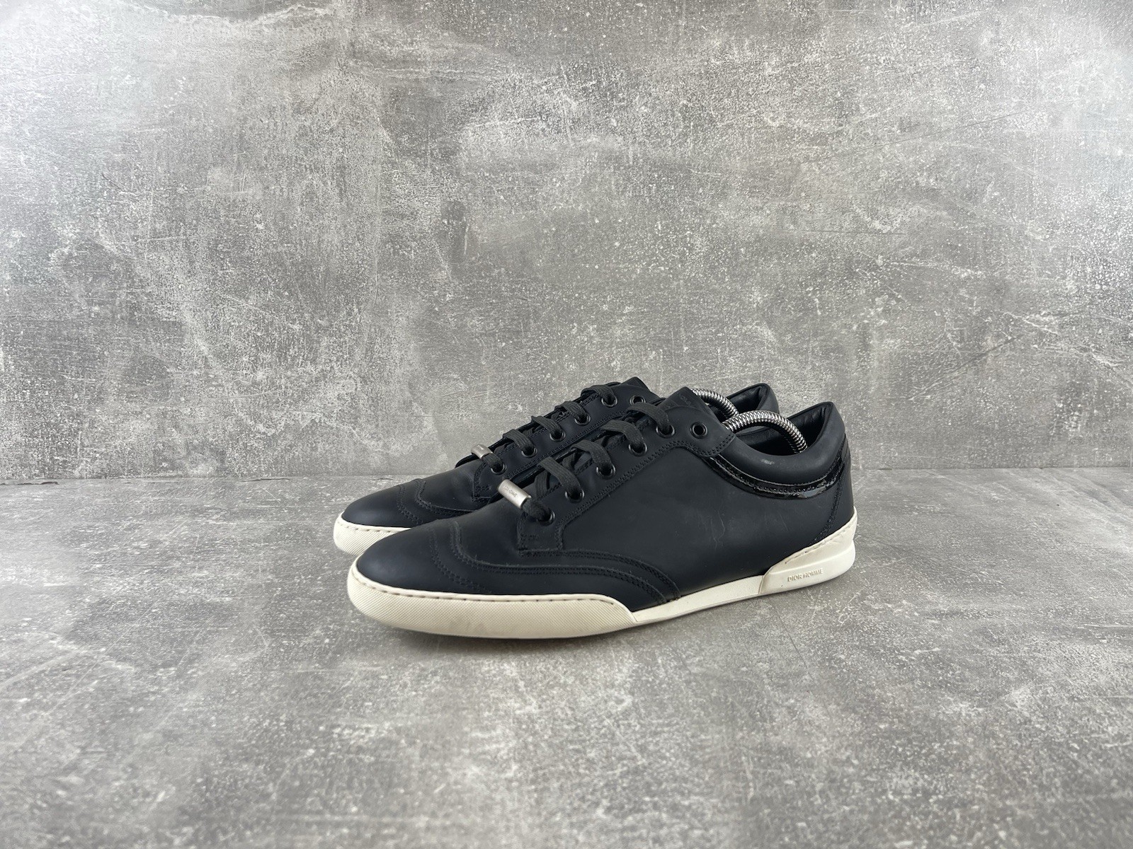 Dior Homme Black Leather Low Top Sneakers Size 41 CD Logo Hedi Slimane Made in Italy