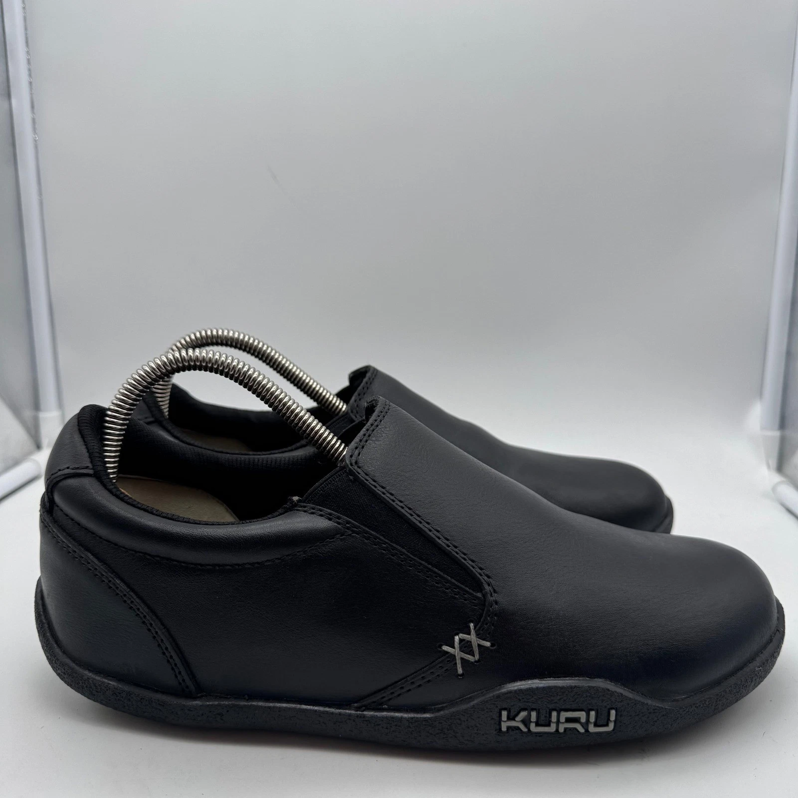 Kuru Kivi Shoes Women's 9.5 Black Leather Comfort Slip On Loafers Walking