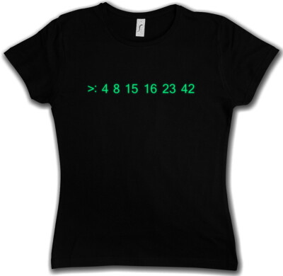 LOST CODE DAMEN T-SHIRT Numbers Lottery Computer Island Hugo Hurley Dharma