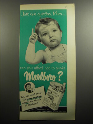 can you buy just 1 cigarette 1951 Marlboro Cigarettes Ad - Just one question, Mom.. can you afford not  to