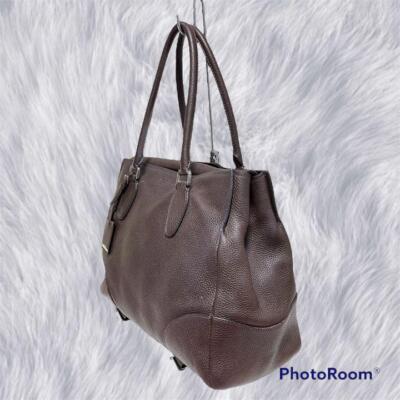 JIL SANDER Women's Embossed Logo All Leather Tote Bag Brown