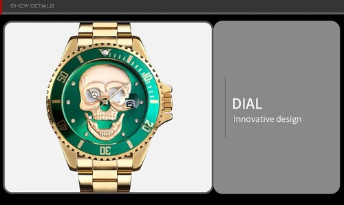 SKMEI Men's Quartz Skull, Stainless Steel Skeleton waterproof watch $$$ - Imagen 9 de 27