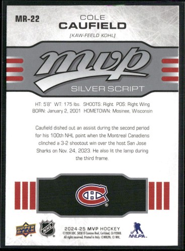 2024-25 UPPER DECK MVP HOCKEY SILVER SCRIPT 10TH ANNIVERSARY SPs-PICK FROM LIST! - Picture 44 of 68