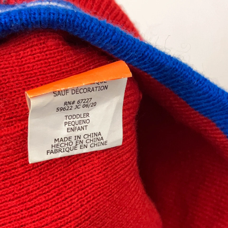 Sombrero de invierno Paw Patrol para niño pequeño rojo con rayas azules Foto 4 de 4