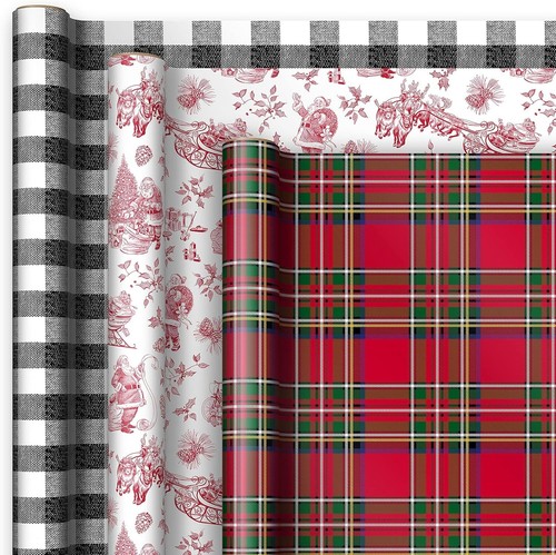 120 Sq. Ft. Premium Holiday Wrapping Paper with Crafty Bow Templates - 3 Rolls - Picture 6 of 8