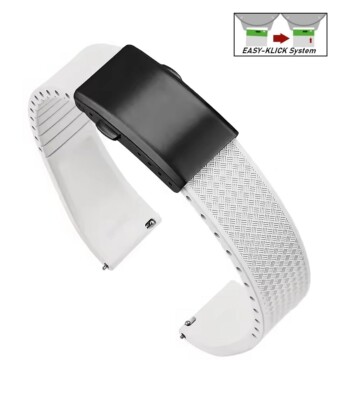 XS-Extrakurz Premium FKM-Kautschuk Uhrenarmband Modell Texturo-P weiß 19 mm