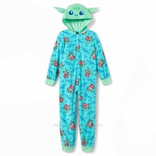 Baby Yoda Pajamas Girls One Piece Union Suit Costume Hood Size 4-8 GROGU Boy NWT