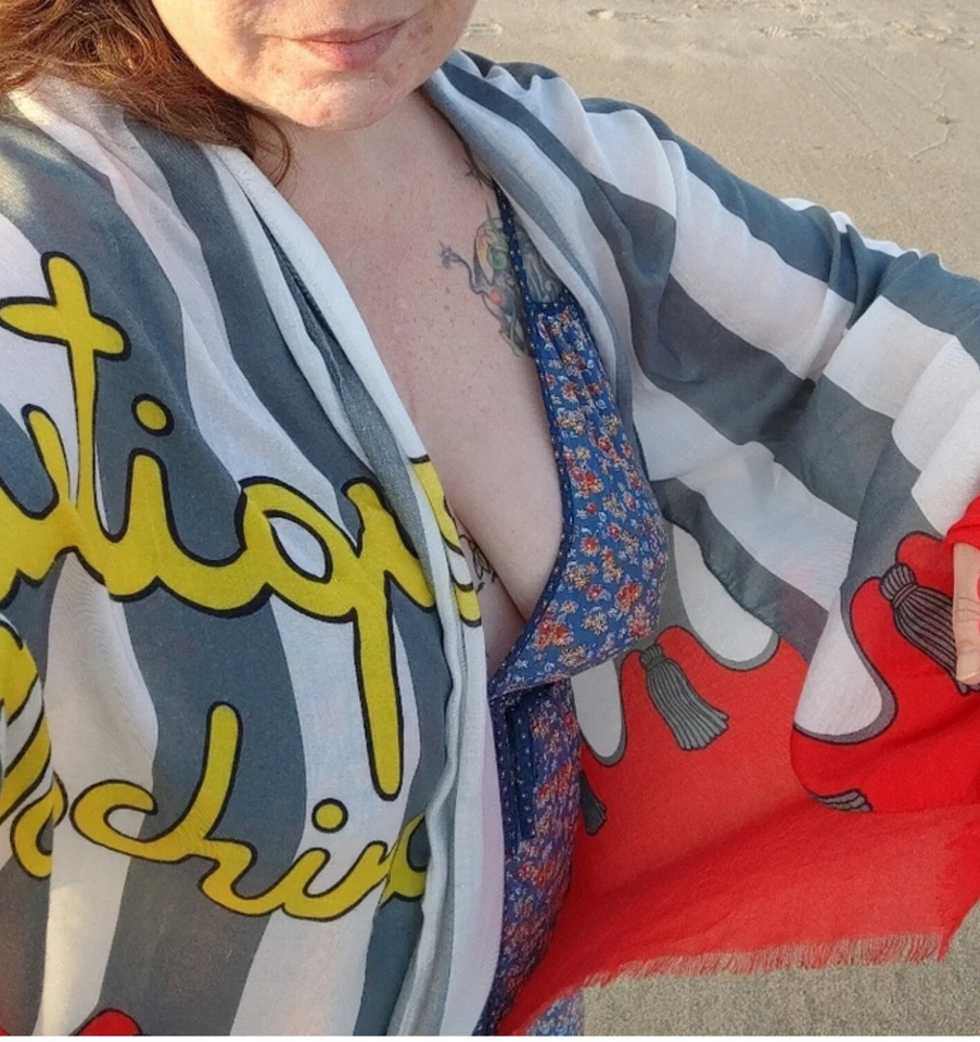 Шарф Moschino редкий в полоску ОЧЕНЬ ДЛИННЫЙ пляжный накидка шаль роскошь - Изображение 4 из 4