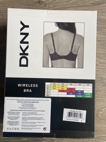 Ladies DKNY 2 Pack Wireless Bra Size S Sand and Black Endless Stretch Microfiber - Picture 4 of 4