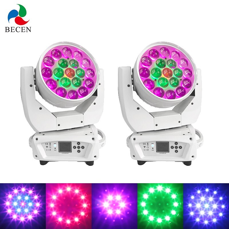 2pcs White 19x15W RGBW 4in1 Zoom Led Moving Head Light ship from China by sea