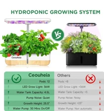 Hydroponics Growing System 12Pods, Indoor Herb Garden with LED Grow Light,...