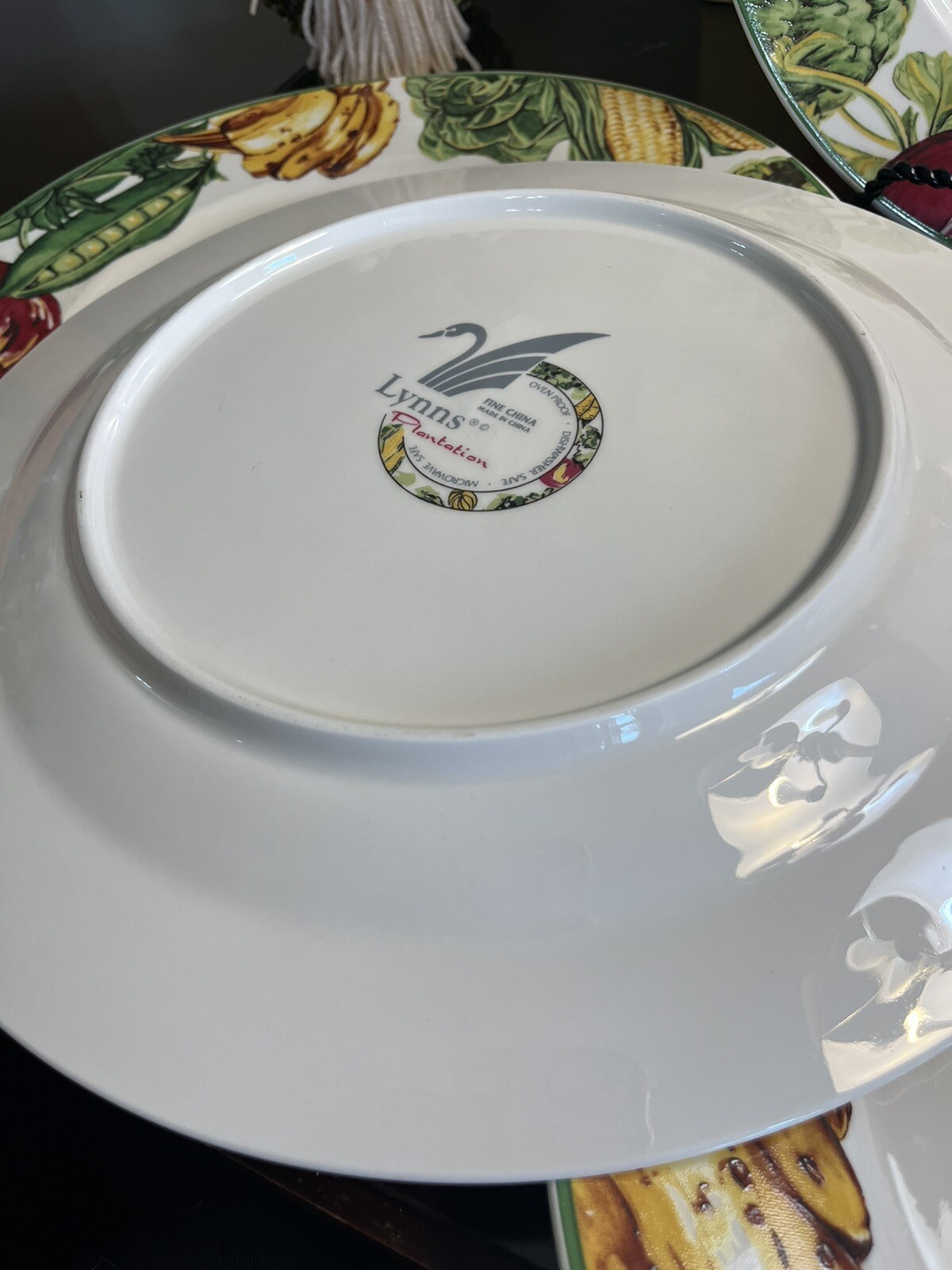 Lynn's Fine China 6- Chop Dinner Plates, Measures 12 “ Vegetable Medley Design