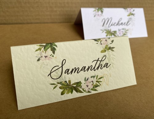 6x Nombre TARJETAS DE LUGAR Hojas de laurel Corona Rosa Flor Mesa Set Boda Decoración - Imagen 9 de 9