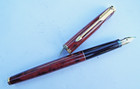 PARKER 35 THUYA BROW LACQUER FOUNTAIN PEN CHINESE CHARACTERS 18K GOLD NIB FRANCE — photo 8