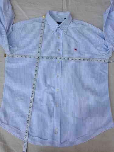 Burberry Chambray Gestreiftes Hemd Herren L Blau Logostickerei Made in Spain EU 4 - Bild 8 von 13