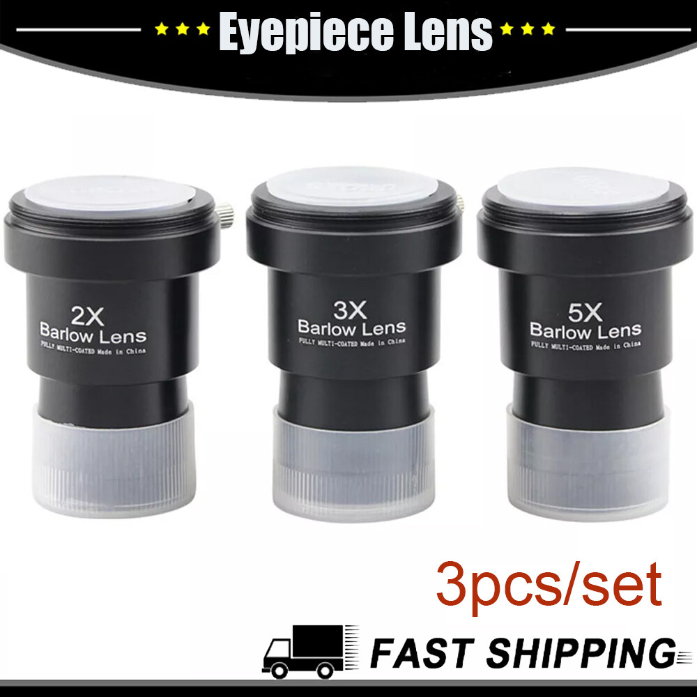 3-Piece Telescope Barlow Lens Set - 2X, 3X, 5X Magnification For 1.25 Inch Eyepieces 8 thumbnail image