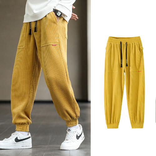 【BOK PLACE】Corduroy Golden Warm Jogger Wide Training PT New Corduroy Sweatpants Baggy Joggers Streetwear Loose Harem