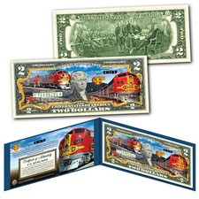 SUPER CHIEF Train of the Stars Santa Fe Railroad Genuine Legal Tender $2 US Bill