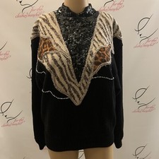 Vintage 80's. Size Medium. Embellished Beaded Sequin Pullover Sweater. B62.