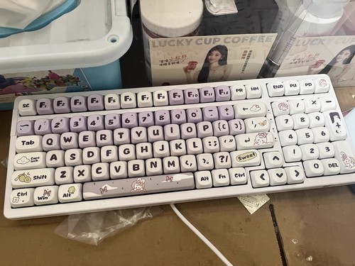 138 Keys Cute Purple Rabbit MOA Round PBT Dye Sub Keycap Set - Picture 4 of 6