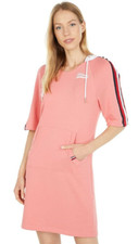 Tommy Hilfiger Logo Hoodie Sweatshirt Dress Sky Tea Rose Pink 66% Cotton Size M