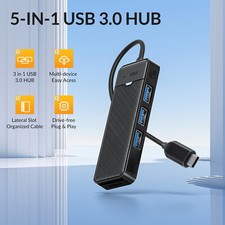 IDSONIX 5 in 1 USB C Hub 3 USB 3.0 Ports SD/TF Card Reader Adapter For Macbook