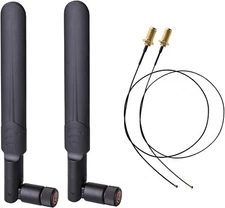2 X 6dbi 2.4ghz 5ghz Dual Band Wifi Rpsma Male Antenna+2 X 35cm Rpsma Ipex Mhf4