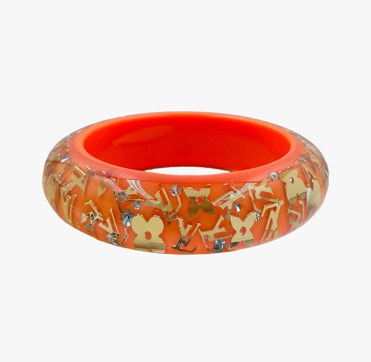 Louis Vuitton ブレスレット オレンジ Louis Vuitton Inclusion Bangle Bracelet Orange W/Gold LV Resin