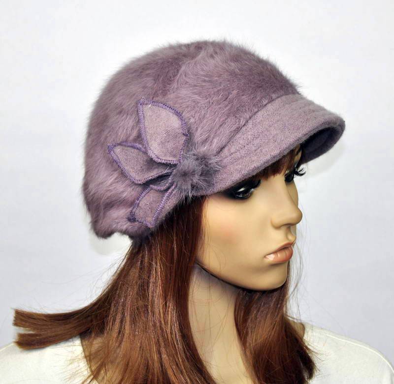 M82 Cute Rabbit Fur Soft Wool Brim Hat Women
