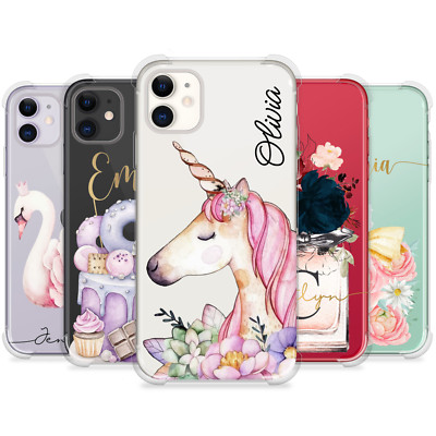 Personalisierte Hülle Klar Einhorn Parfüm Süß für iPhone 15 14 13 12 11 XR 8 Plus