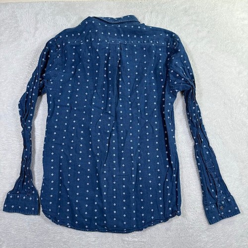 Brooks Brothers Red Fleece Shirt Mens Large Blue Floral Geometric Linen Preppy - Picture 6 of 6