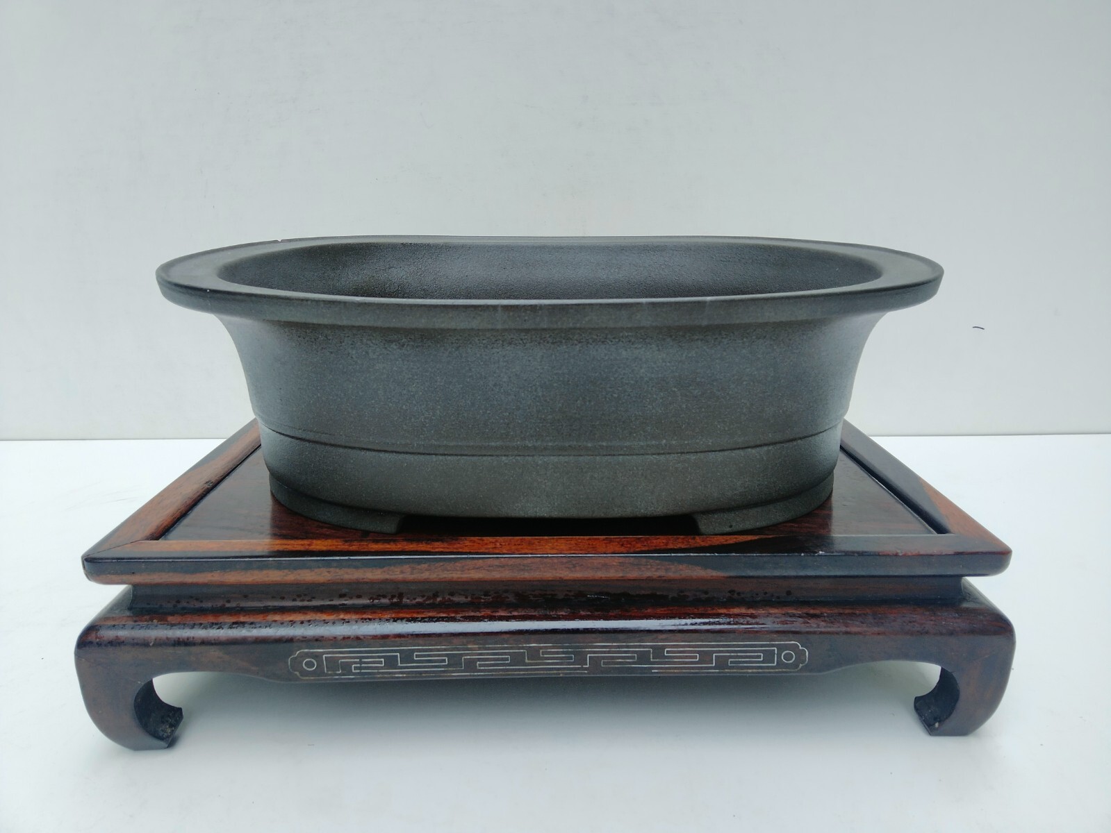 Tokoname Toushou Deep Oval Bonsai Pot Unglazed 37cm