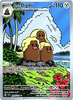 Pokémon Karte Alola Digdri SSP 208/191 Stürmische Funken Deutsch NM Full Art