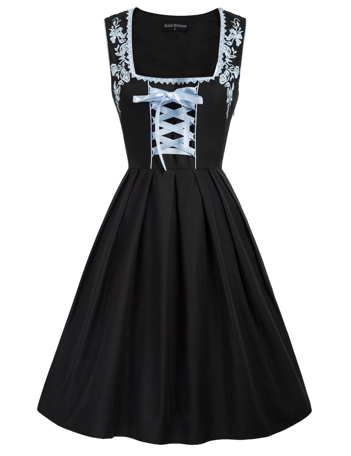 Bavarian Trachten Dirndl Dresses 3Pieces with Apron and Blouse Blue XX