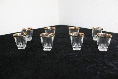8 Stück Schnapsgläser Goldrand Likörgläser Shots Luminarc Verrie d Arque France