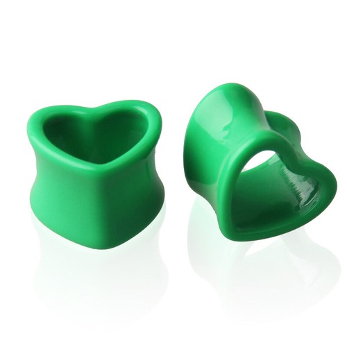1 Pair Acrylic Hollow Heart Double Flared Saddle Flesh Tunnel Ear Plug Expander - Picture 8 of 13