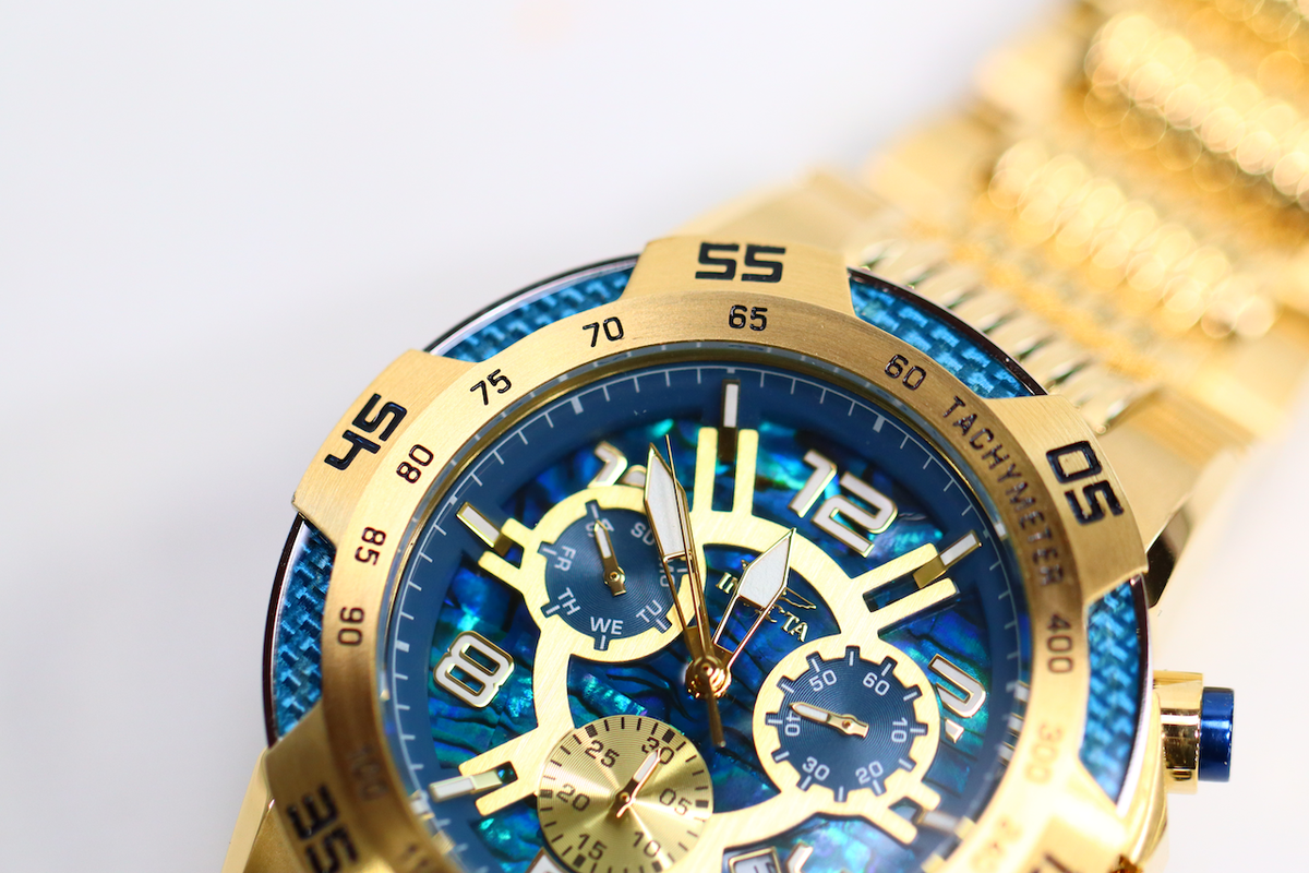 Invicta Men's Speedway 100m Blue Dial Gold Tone Stainless Invicta Men's Speedway 100m Blue Dial Gold Tone Stainless
