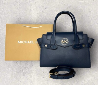 Michael Kors MK Tasche Schultertasche Xbody Jet Set Carmen Blau NAVY Gold NEU