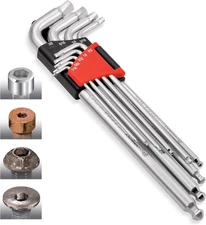 9 Piece Zeon Metric Hex Key Wrench Set for Damaged Fasteners - 240096