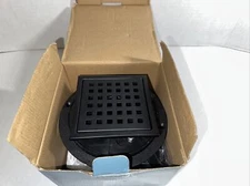 WEBANG 4 Inch Square Shower Floor Drain with Flange, Quadrato Pattern, Black