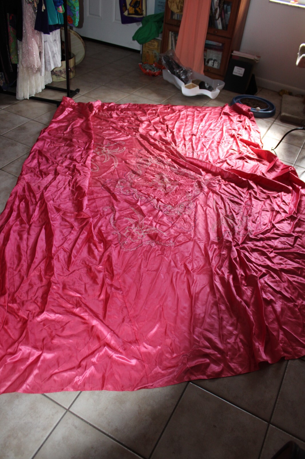 VINTAGE 1940s PINK EMBROIDERED BEDSPREAD & PILLOW SHAM...93"x68" eBay