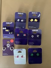 Sterling Silber Ohrringe Mädchen Enten Kirschen Elefant Hufeisen (10pr)