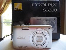 Nikon CoolPix S3300 16mp -Silver Factory Box bundle/Charger/manuals/battery/AV 