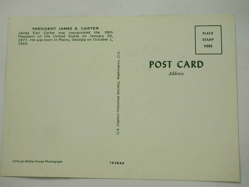 President James E.Carter 39th President 1977 Color Official WHite House Postcard - Picture 4 of 5
