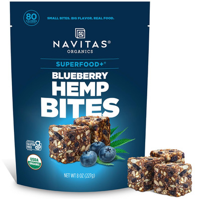 Navitas Organics Superfood Power Snacks, Blueberry Hemp, 8Oz. Bag, 11 Servings -